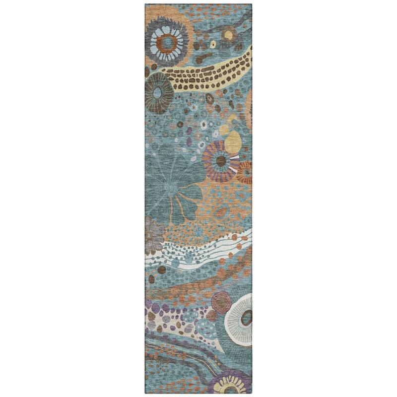 Machine Washable Indoor/ Outdoor Whimsy Floral Chantille Rug