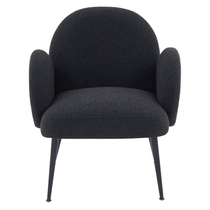 SAFAVIEH Couture Hinnerike Boucle Accent Chair - 27 In W x 32 In D x 31 In H - 27Wx32Dx31H - Black/Black