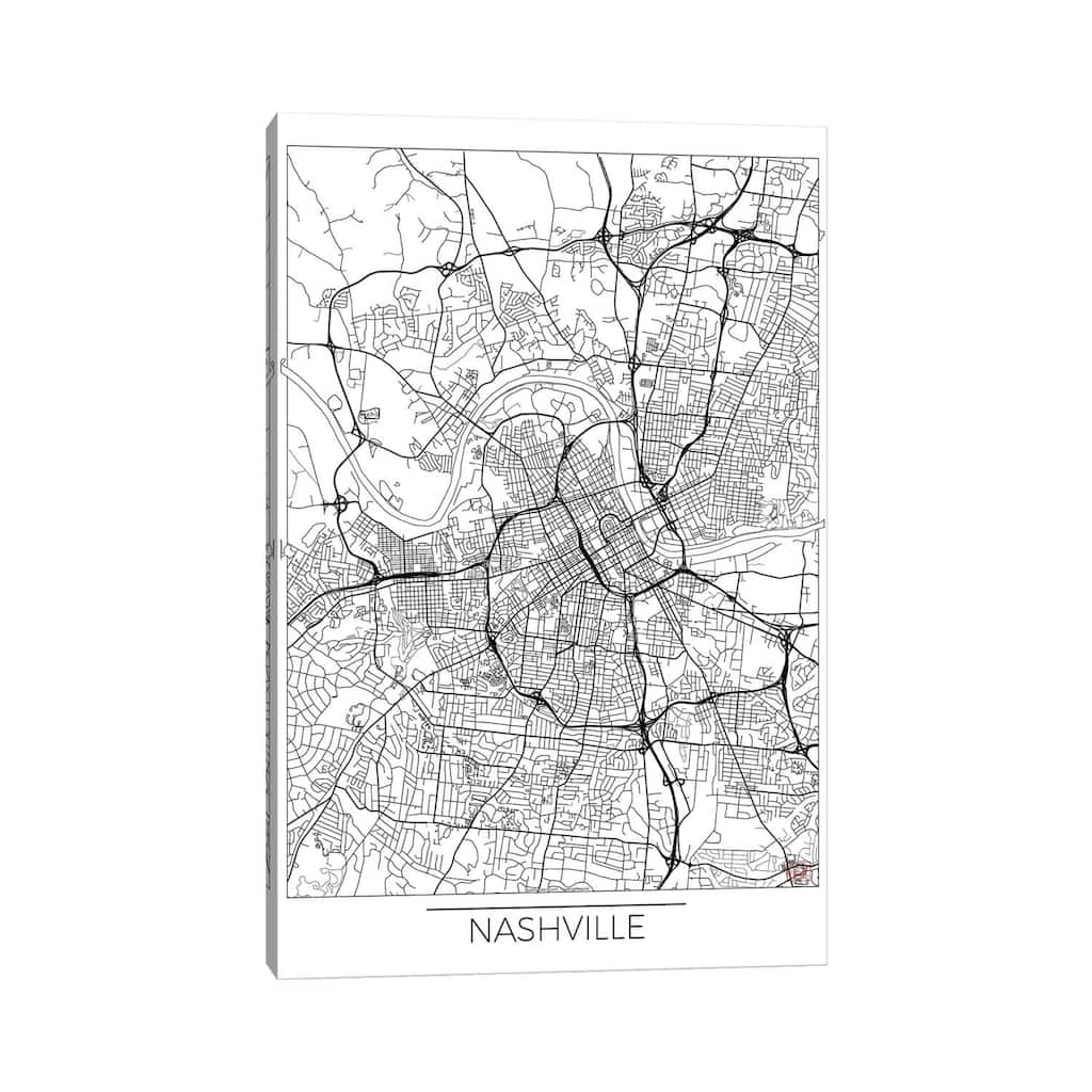iCanvas "Nashville Minimal Urban Blueprint Map" by Hubert Roguski Canvas Print