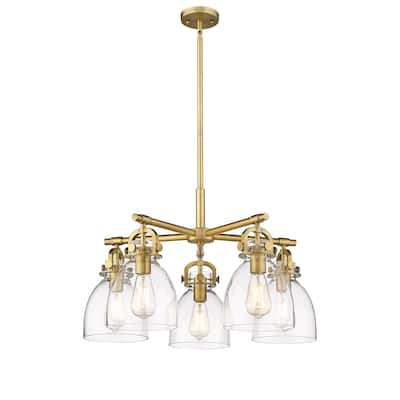 Innovations Lighting Newton Bell - 5 Light 7" Stem Hung Chandelier