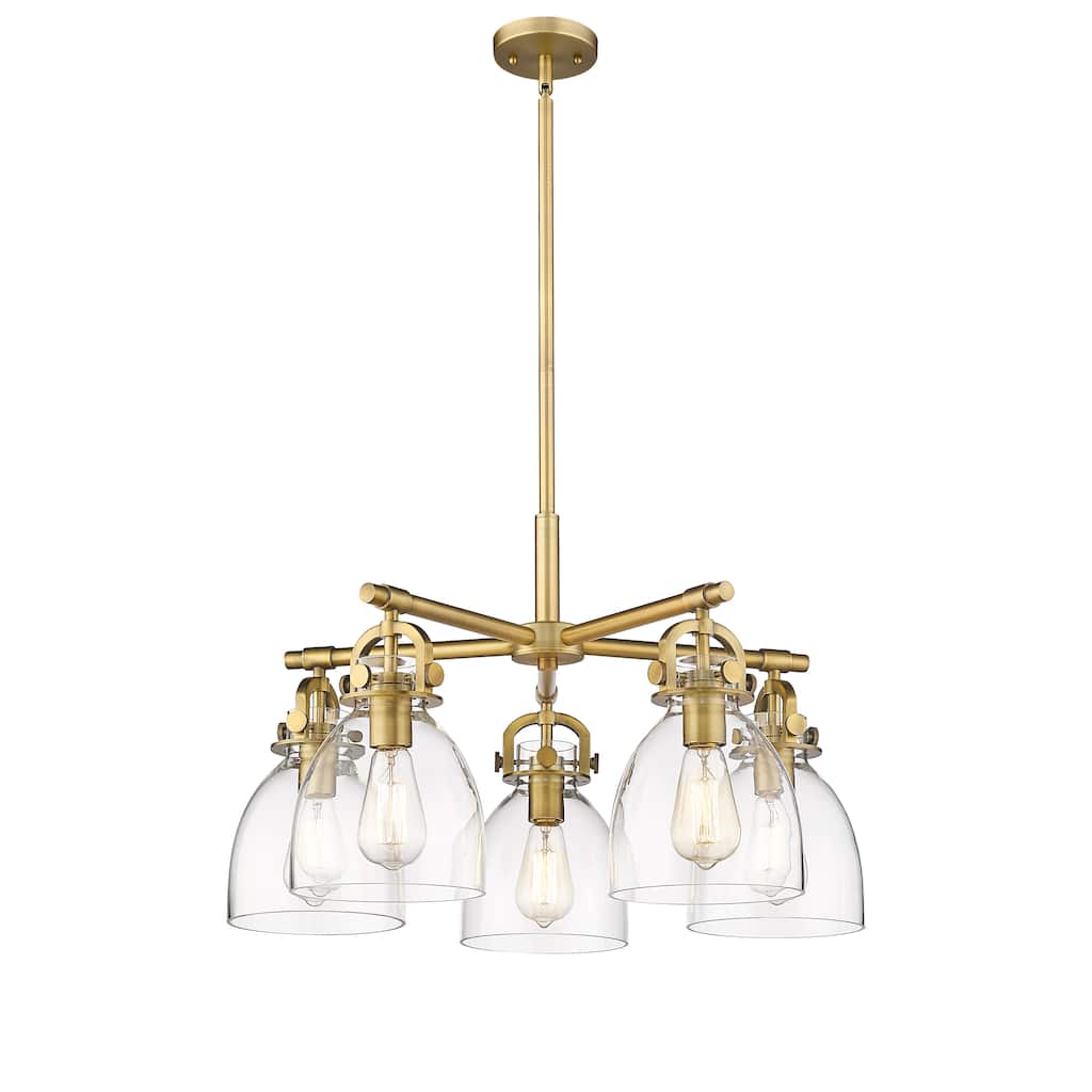 Innovations Lighting Newton Bell - 5 Light 7" Stem Hung Chandelier
