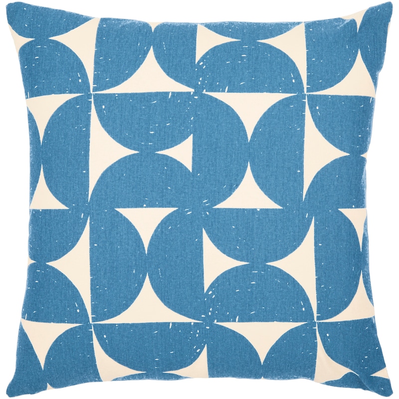 Livabliss Sanaya Half Circle Print Geometric Throw Pillow - 18"H x 18"W - Polyester - Dark Blue