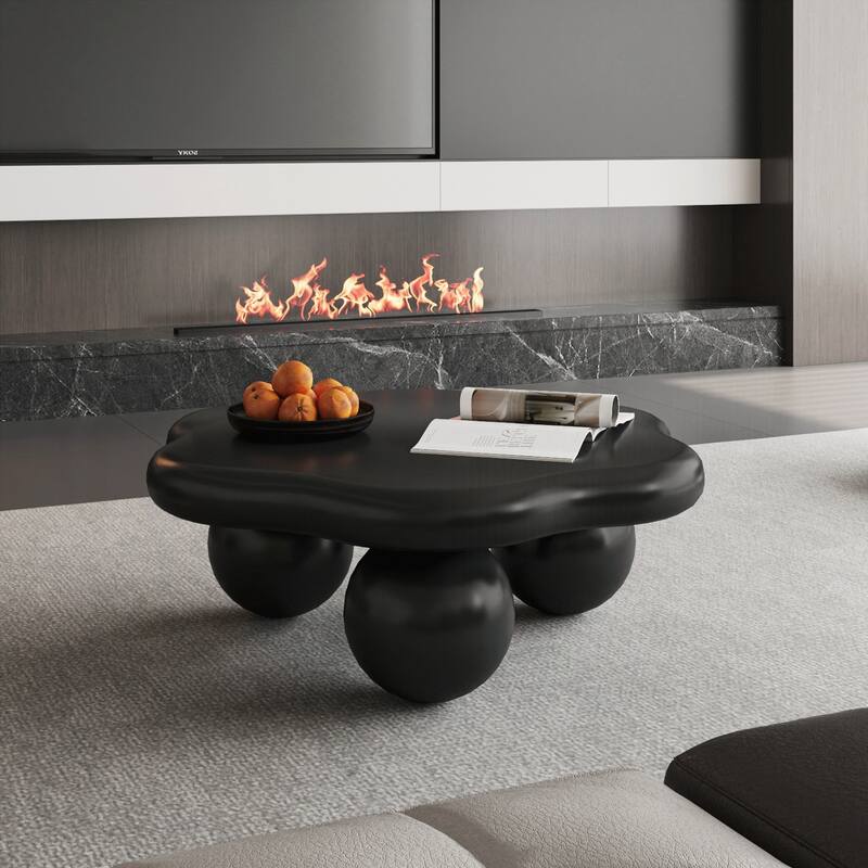 Cloud Shaped Coffee Table, Petal-Shaped Modern Minimalist Coffee Table with Spherical Legs