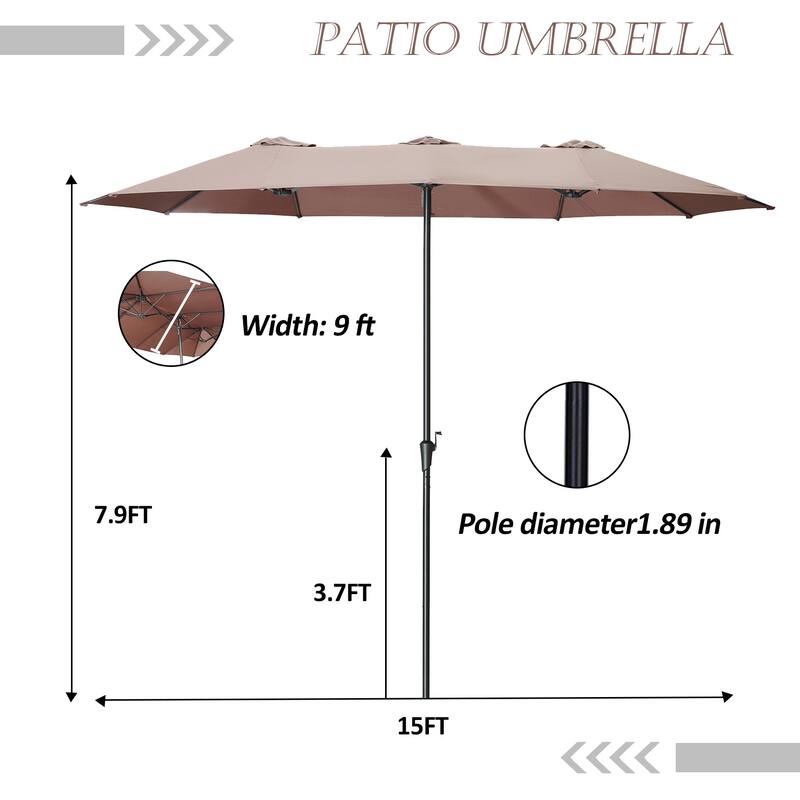 Autlaycil 13Ft Retangle Patio Umbrella Extra-Large Outdoor Umbrella No Base