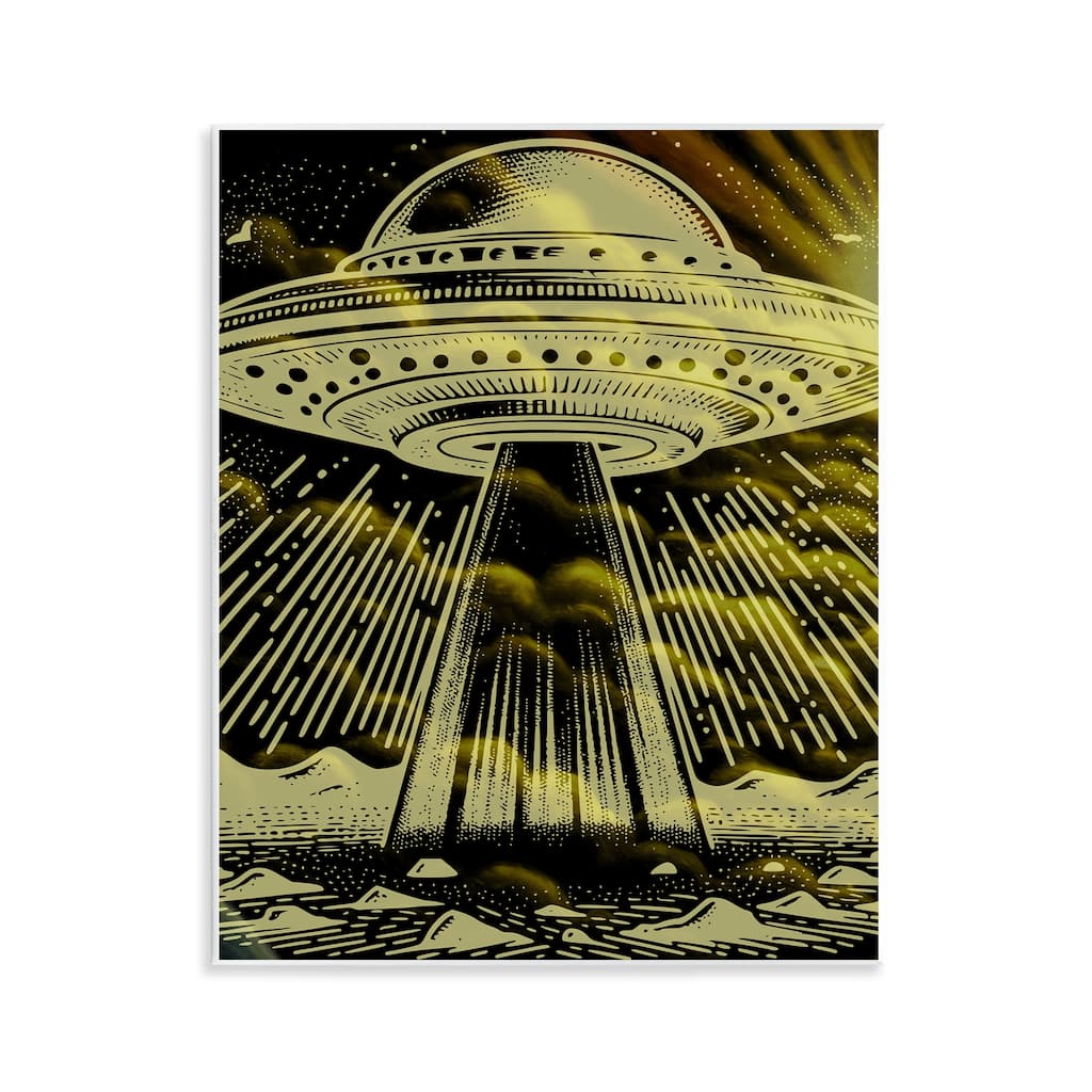 Stupell Mysterious Alien UFO Wall Plaque Art Design By Jesse Keith
