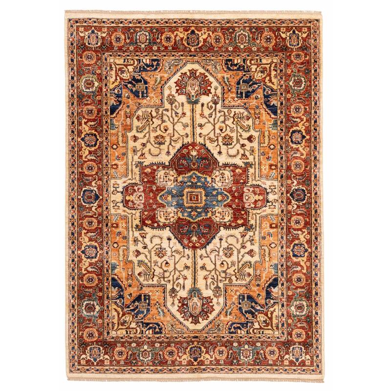 ECARPETGALLERY Hand-knotted Aryana Ivory Wool Rug - 5'8 x 7'10