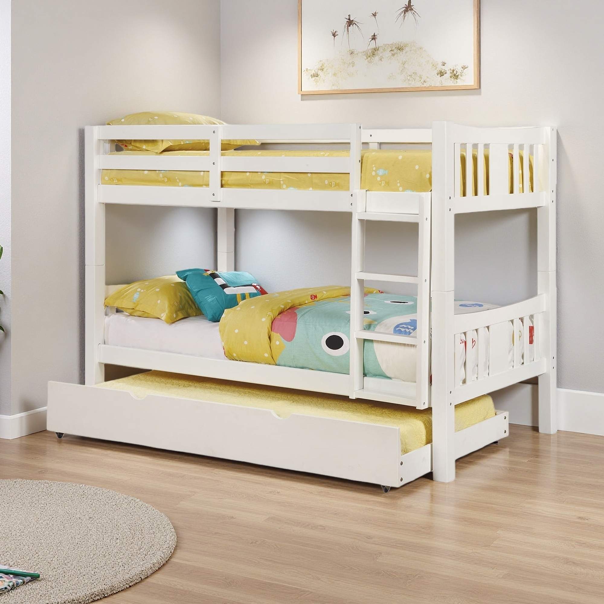 Twin over Twin Wood Bunk Bed with Ladder
