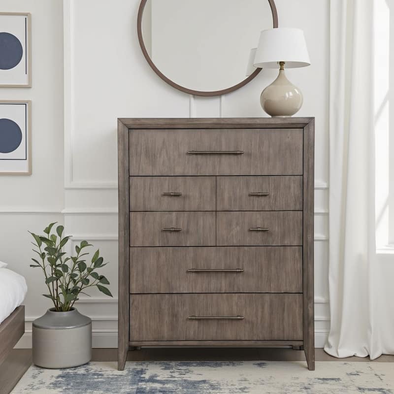Bridgevine Home Avana 5-Drawer Chest, No Assembly Required, Smoky Greige Finish