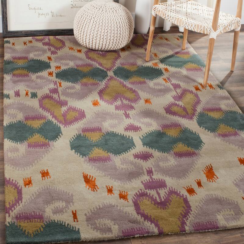 SAFAVIEH Handmade Wyndham Vladilena Modern Wool Rug - 4' x 6' - Ivory/Multi