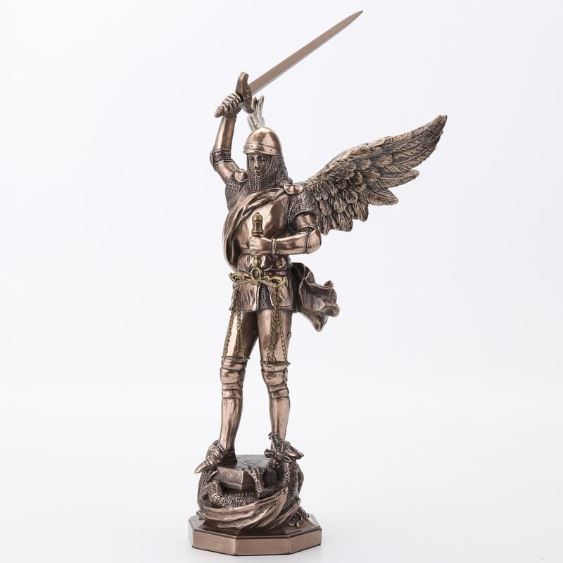 11.42 inches Height Cold Cast Bronze Archangel Saint Michael and the Dragon Bronze Finish Figurine