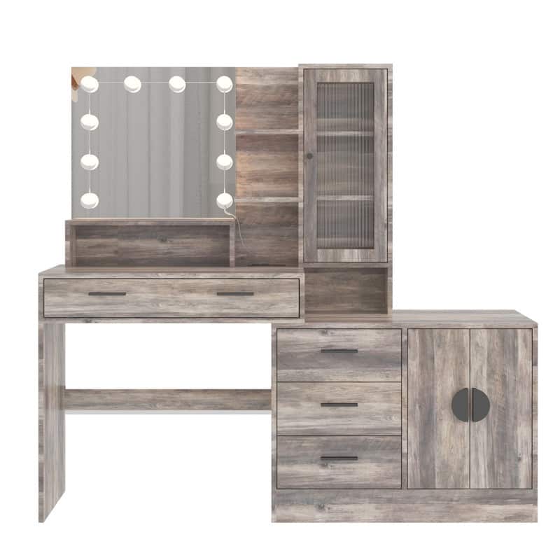 Dressing Table with Combination Cabinet - Grey