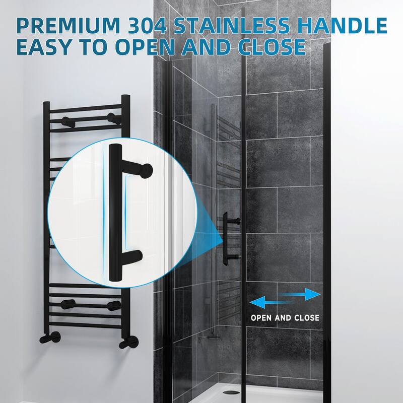 Elegant Adjustable Width Frameless Pivot Swing Shower Door with 1/4 inch Transparent Tempered by Certified Glass Door