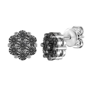 V3 Jewelry Sterling Silver Natural Blue & White Diamond Peace Dangle Charm Band Ring main image 1