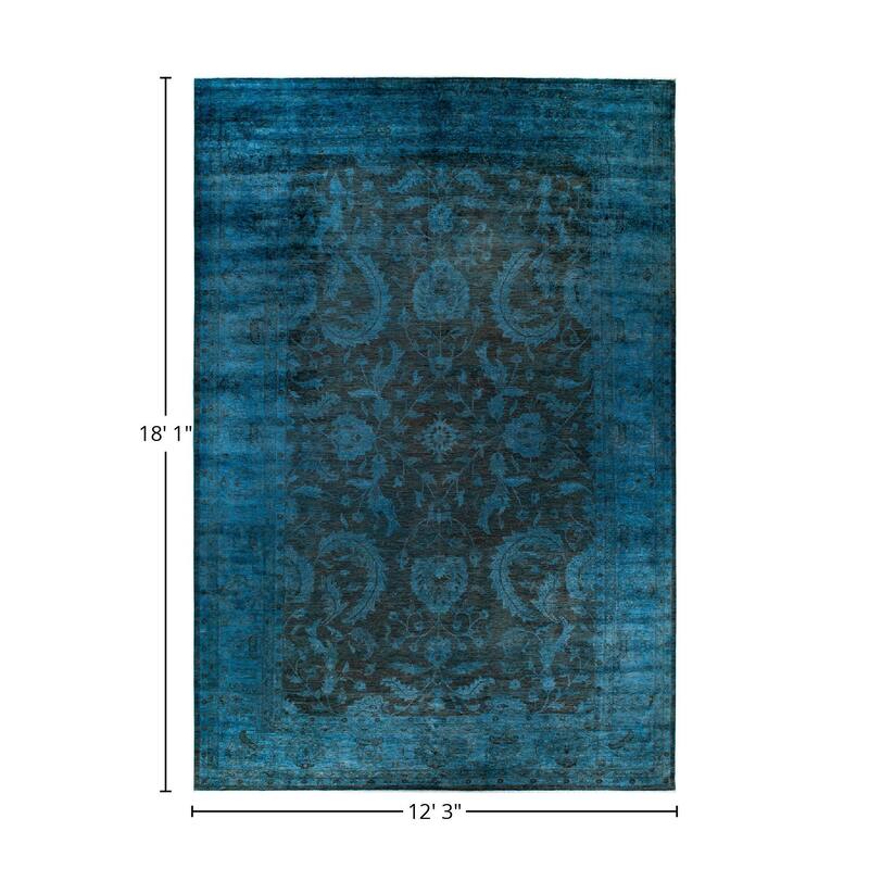 Overton Hand Knotted Wool Vintage Inspired Modern Contemporary Overdyed Brown Area Rug - 12' 3" x 18' 1"