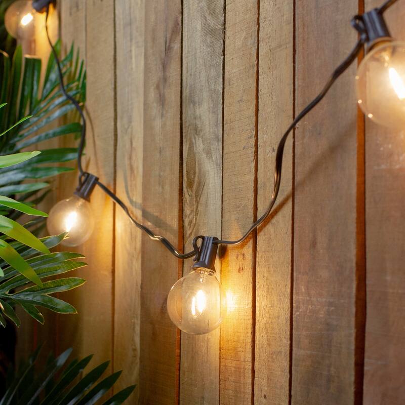 10ct Warm White LED G50 Globe Patio Lights 10ft Black Wire - 120"