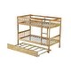 preview thumbnail 32 of 30, Twin Over Twin Rubber Wood Bunk Bed with Trundle, Convertible into Two Twin Beds with Ladder, Guardrails, Espresso