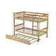 preview thumbnail 35 of 34, Twin over Twin Rubber Wooden Bunk Bed with Trundle, Ladder & Safety Guardrails, Espresso