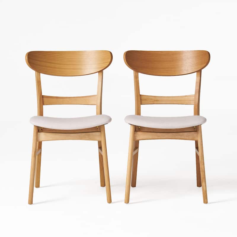 Abrielle Mid-Century Modern Upholstered Rubberwood Dining Chair (Set of 2) by Christopher Knight Home