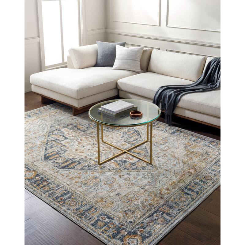 Livabliss Beckham Traditional Medallion Area Rug - Beige/Amber - 2' 7" x 7' 3"