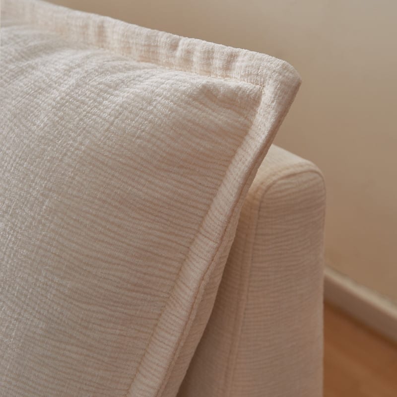 Armless Super Soft Chenille Modular Sofa Design, Single Seater + Ottoman