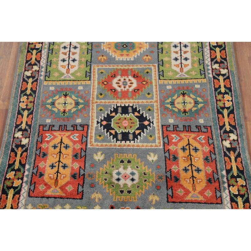 All-Over Geometric Oushak Oriental Area Rug Handmade Wool Carpet - 3'11"x 5'11"