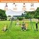 preview thumbnail 8 of 7, 4-in-1 Heavy-Duty Metal Playset with Slide and Basketball Hoop - Multi - 138" x 59.5" x 67.5"