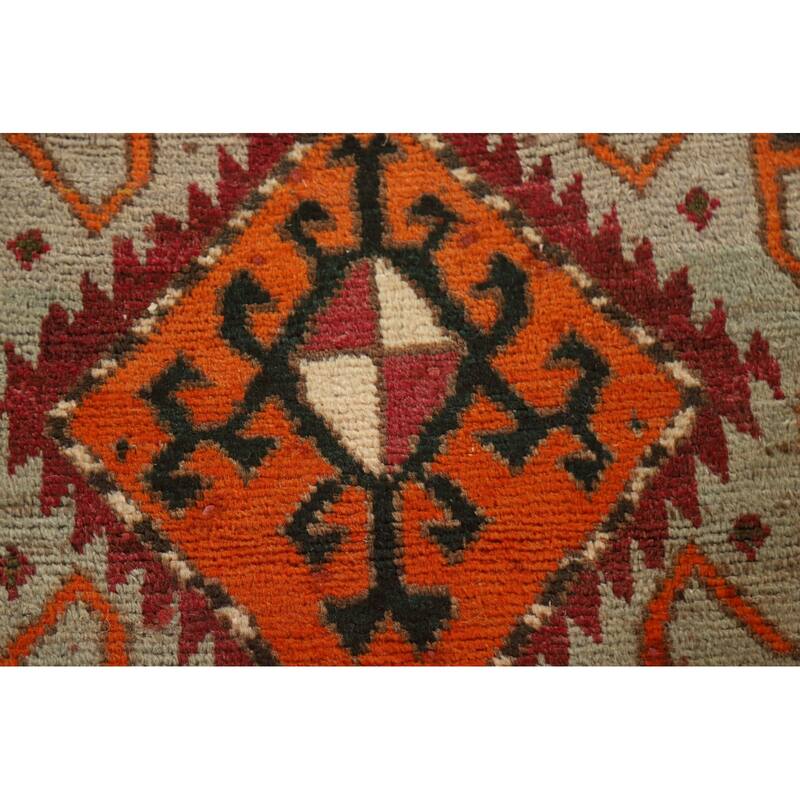 Hamedan Persian Vintage Runner Rug Handmade Wool Carpet - 3'10"x 11'9"