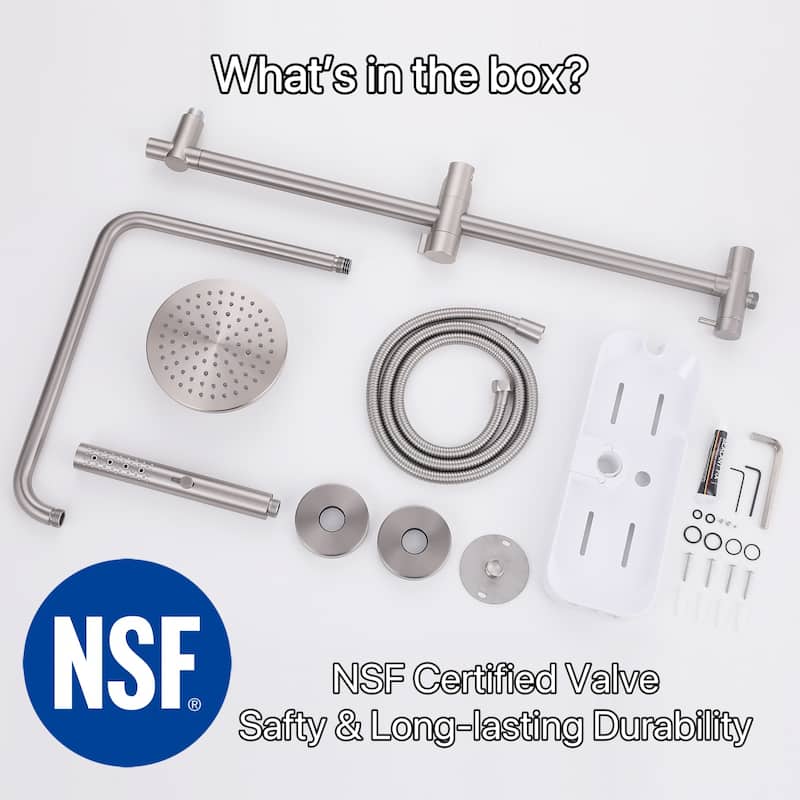 Modland 4-Way Exposed Retrofit Shower System with Rainfall & Handheld, Easy Install in Black/Nickel/Chrome