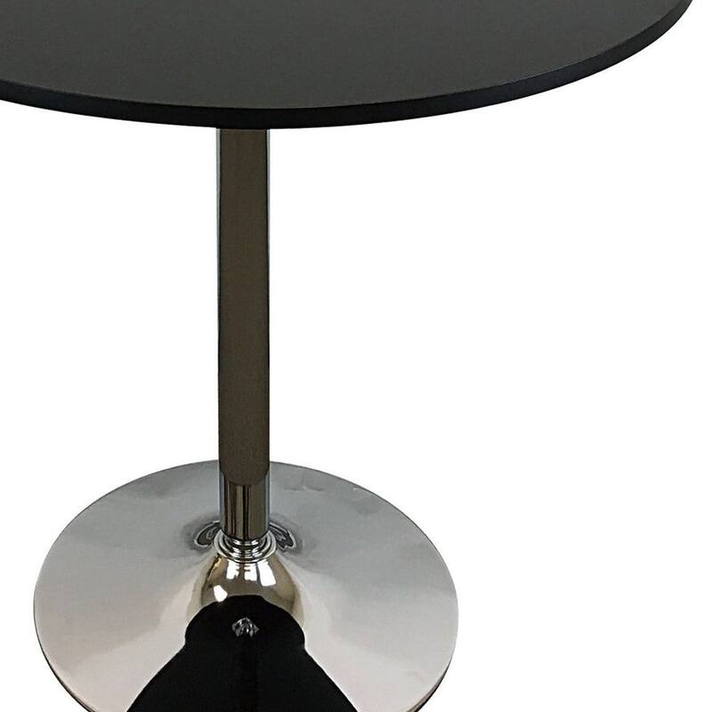 HomeRoots 36" Black and Silver Wood and Metal Pedestal Base Round Top Dining Table - 35.50 in. x 30.00 in. x 35.50 in.