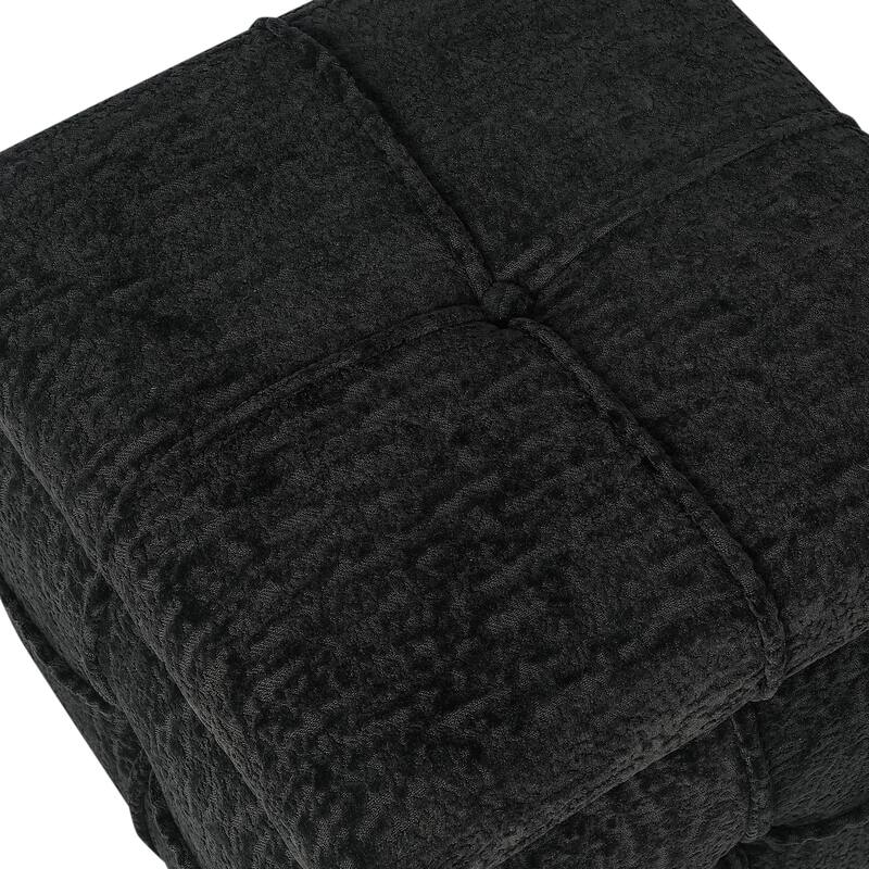 Adeco Boucle Storage Ottoman Footstool for Living Room