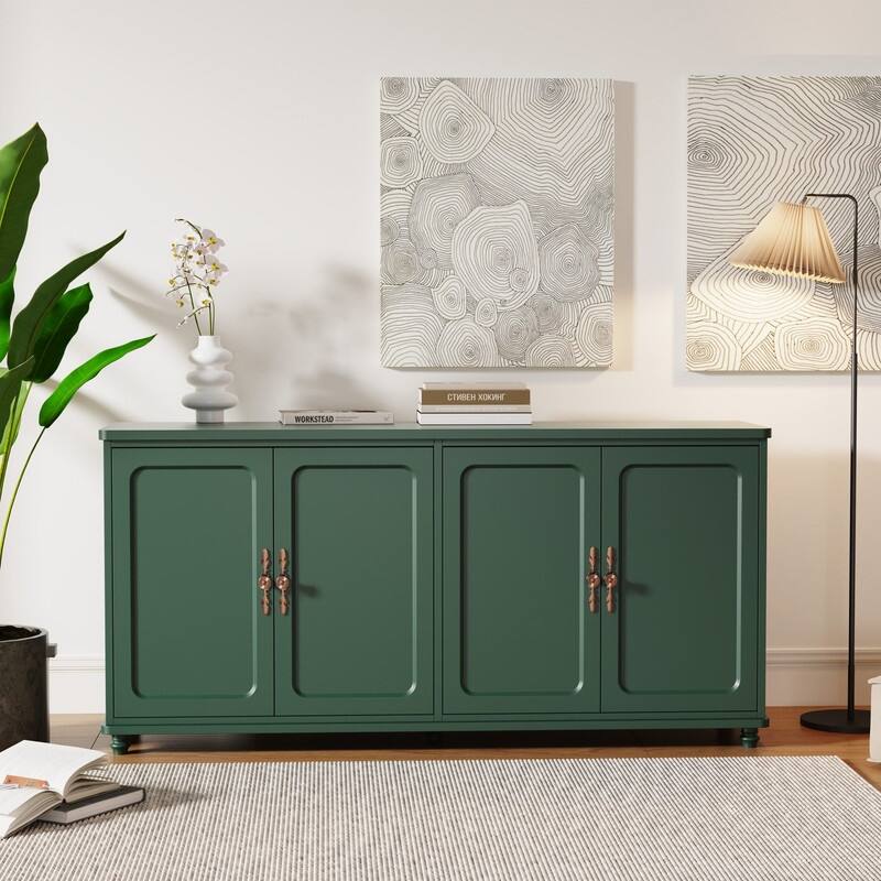 Mid Century Modern 60" Sideboard Cabinet with Adjustable Shelves and 4 Doors