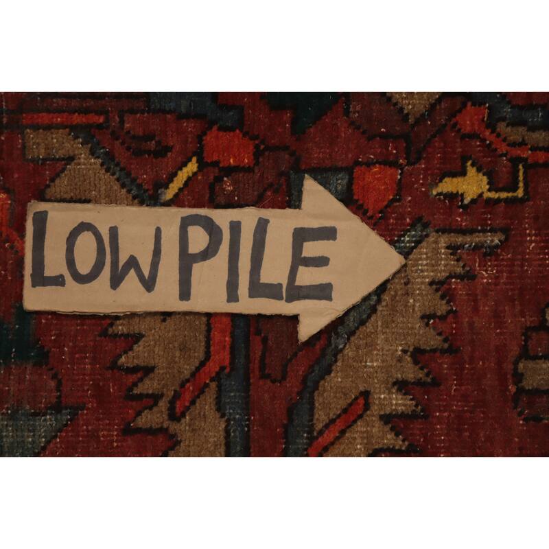 Hand Knotted Oriental 100% Wool Carpet Traditional Floral Red Heriz Runner Rug - 11' 6'' X 3' 8''