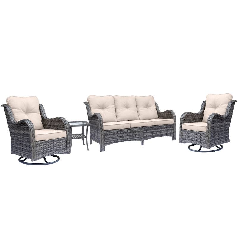 Wicker Patio Furniture Set-Outdoor Patio Conversation Seating Sets