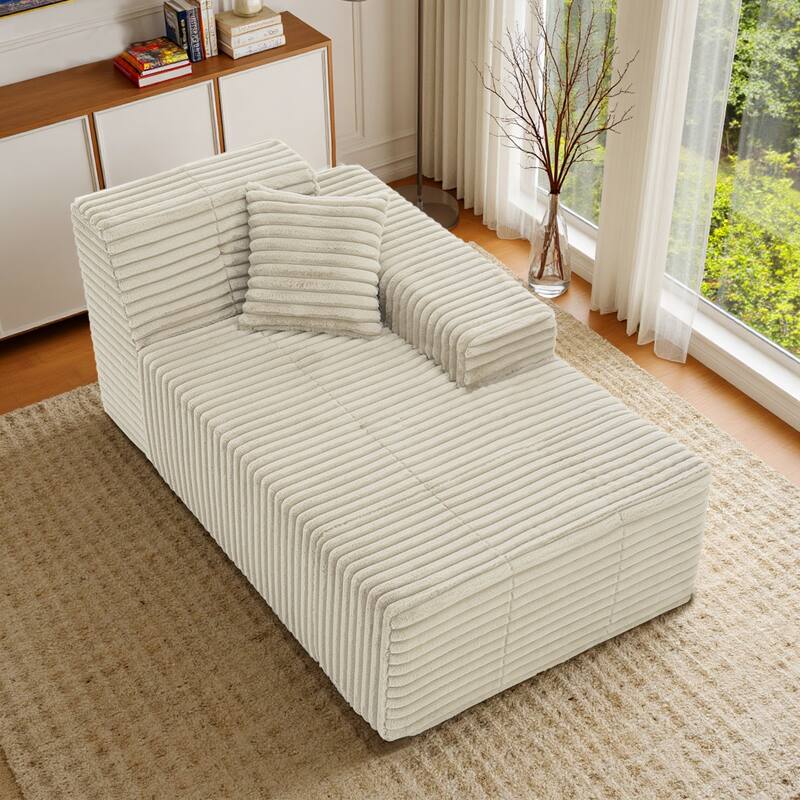 32" W No Assembly Required Plush Corduroy Chaise