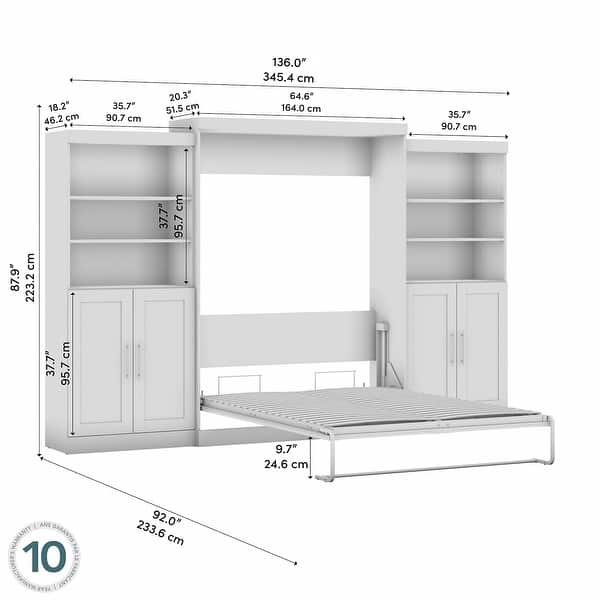 Pur Queen Murphy Bed with Closet Storage Organizers (136W) by Bestar
