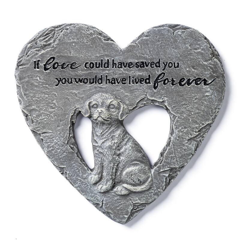 Glitzhome 6-Piece Cement Heart Shaped Paw Prints and Dog Memory Stepping Stones - 10 in