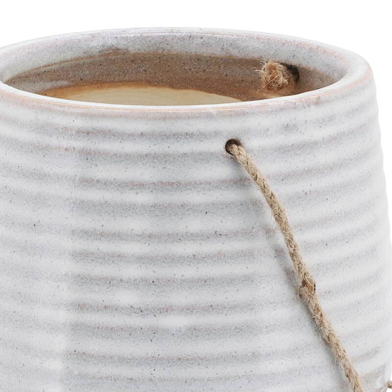 Sagebrook Home Neutral Textured Ceramic Hanging Planter