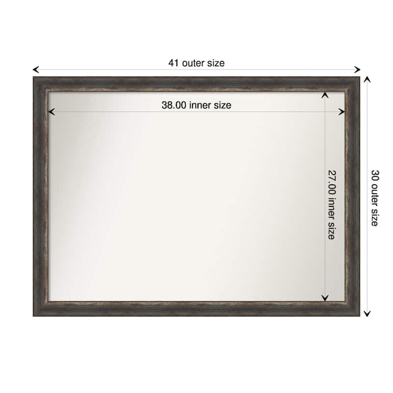 Non-Beveled Bathroom Wall Mirror - Bark Rustic Char Narrow Frame - 41 x 30 in - Bark Rustic Char Narrow