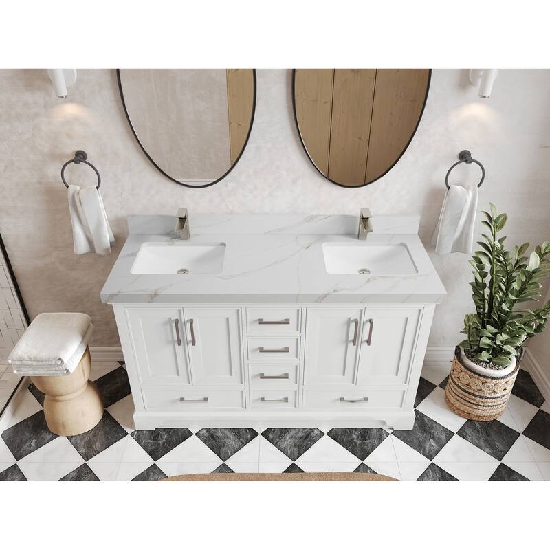 Willow Collections 60 in. W x 22 in. D Charlotte Double Sink Bathroom Vanity with Countertop