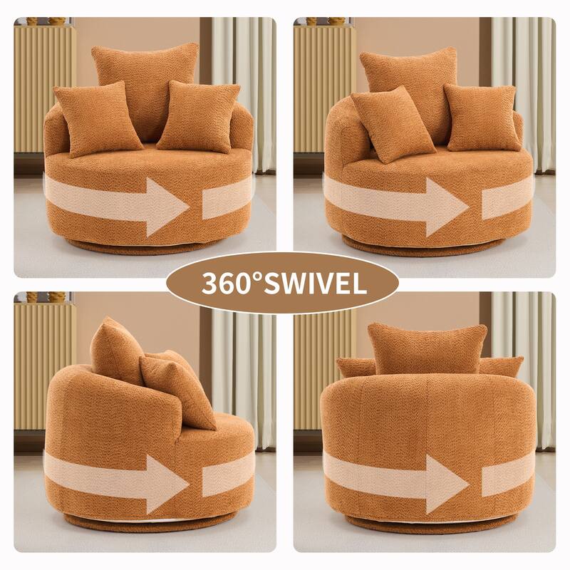 Single Seat Full Sponge Compression Swivel Chair Single Sofa - Orange