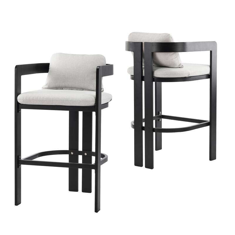 Christopher Knight Home - Pula Outdoor Modern Aluminum Counter Stools - Bar Chairs with Fade-Resistant Cushions