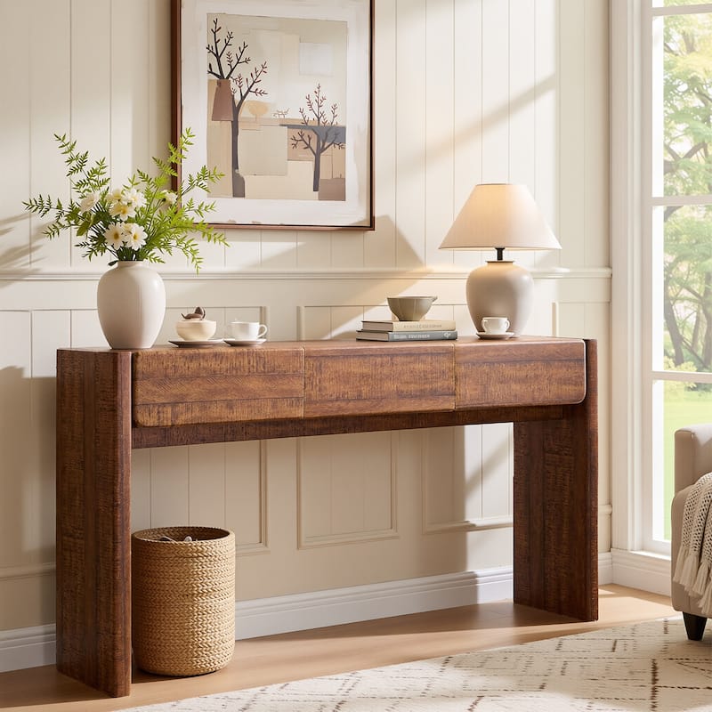Farmhouse 3-Drawers Console Table, Entryway Table, Sofa Table - Reclaimed Barnwood