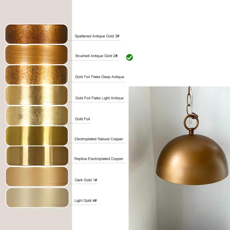 Mid-century Modern Brushed Brass Dome Barn Kitchen Island Metal Pendant Lights - Brushed Brass Gold - D10'' x H68''