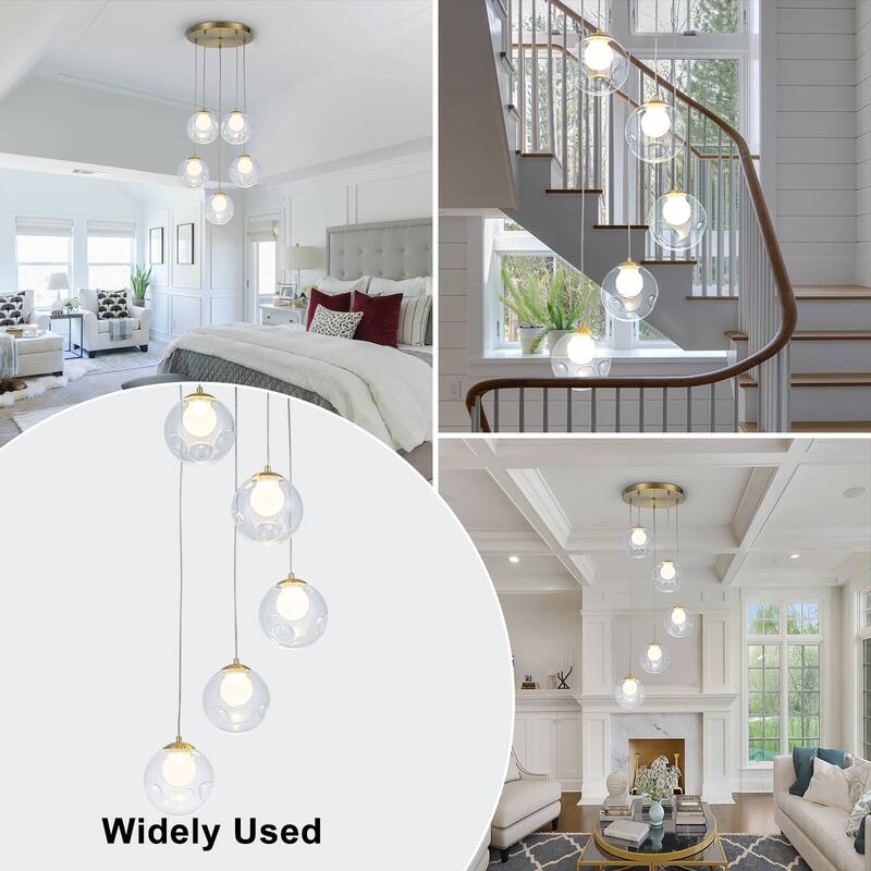 Modern Textured Glass Globe Pendant Light Frosted Shade Dining Room