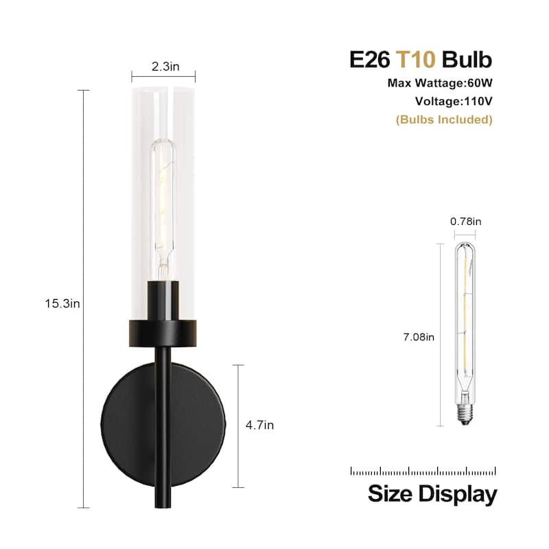 Modern Wall Sconce 2-Pack Wall Lighting Glass Lampshade