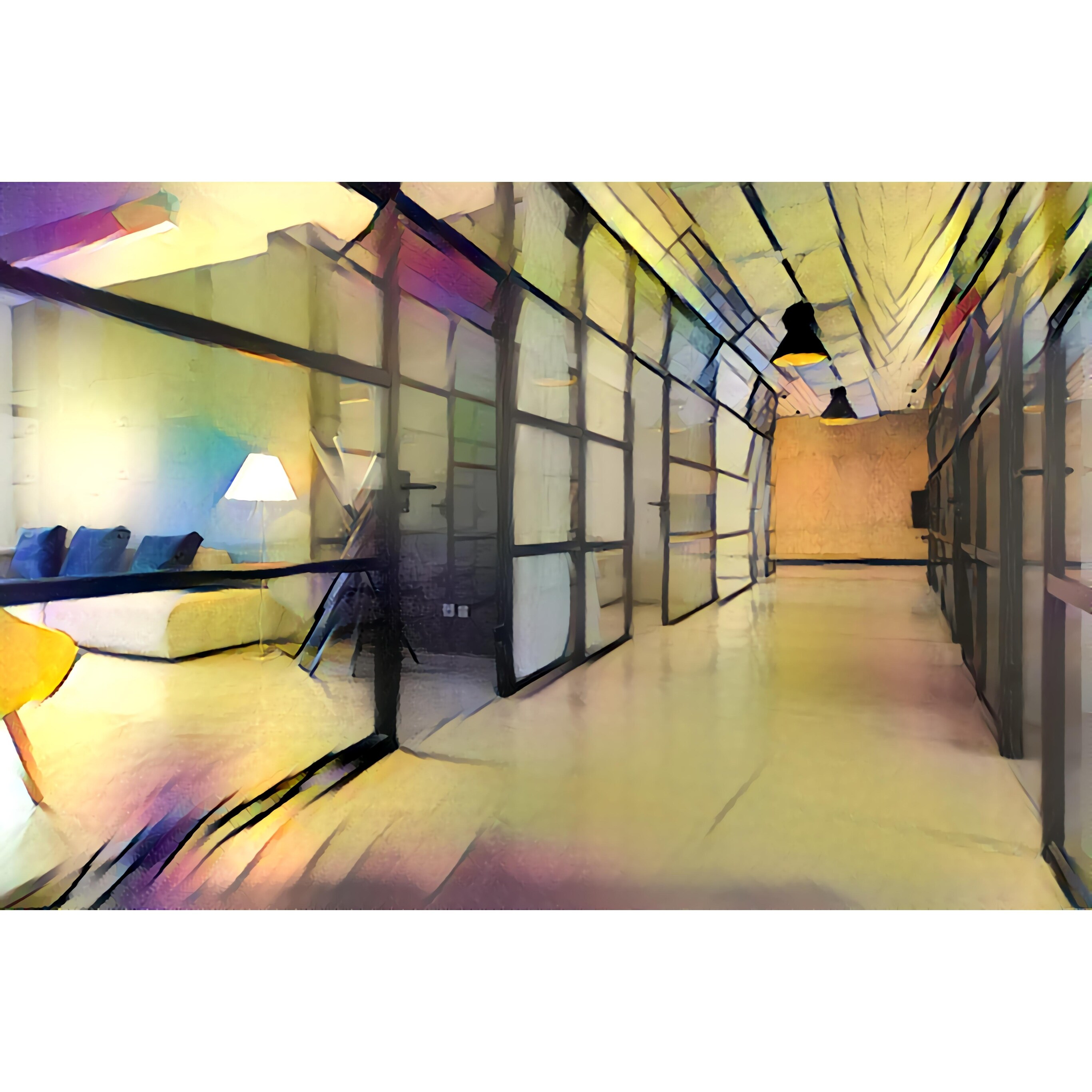 Shop Building Architecture Sliding Door Art Print Wall Artwork