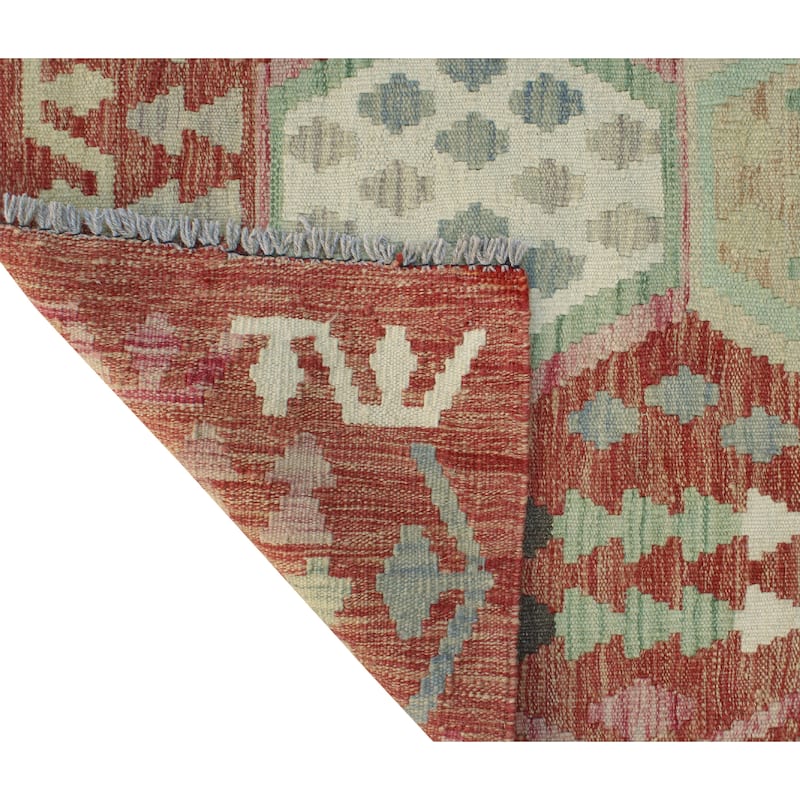 Sun Faded Flatweave Rahi Red/Ivory Runner - 2'8" x 9'9"
