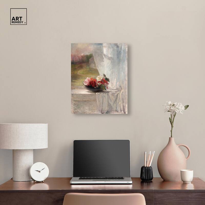 Flowers on a Window 1861 Canvas by Art Remedy, Gallery Wrapped