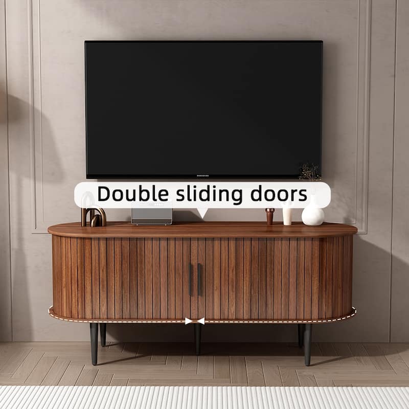 Tv Stand, 47" Modern Tv Console Table With Storage Compartment And Sliding Door, Gaming Entertainment Center With Cabinet