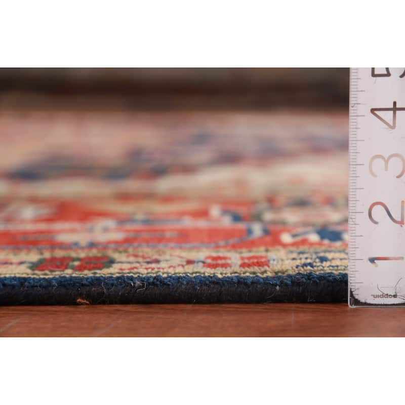 Navy Blue Heriz Serapi Indian Area Rug Handmade Wool Carpet - 9'0" x 11'10"